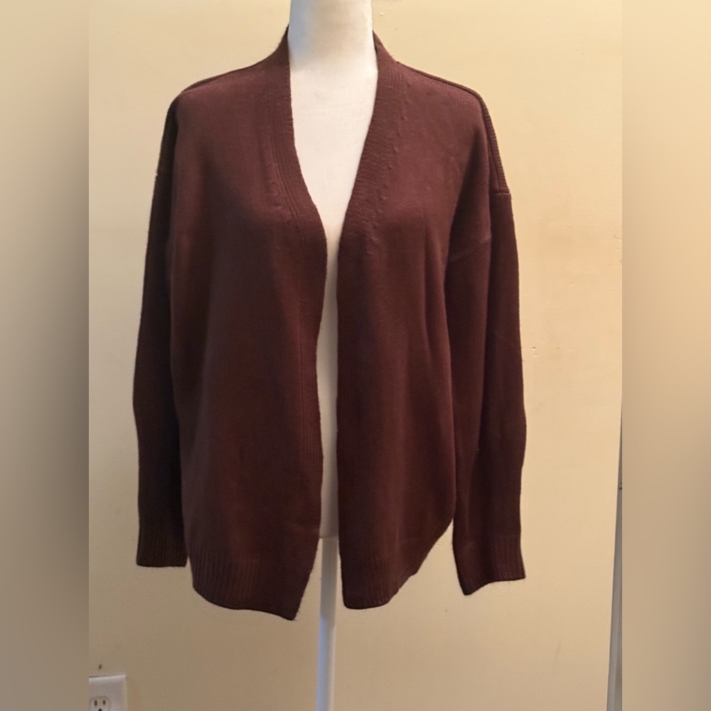 SHEIN Chocolate Brown Open-Front Cardigan